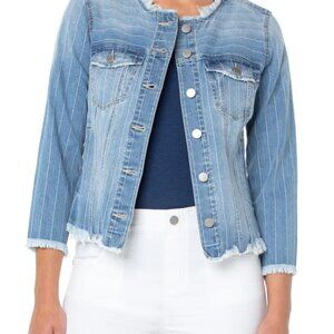 LIVERPOOL Classic Jean Jacket with Fray Hem Torrey Pines Wash Size XS